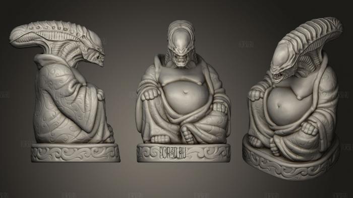 Alien Buddha stl model for CNC